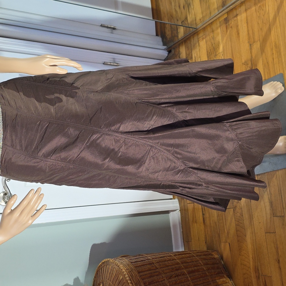 Areli Collection 100% Silk Chocolate Brown Flared Trumpet Skirt   USA  Sz S